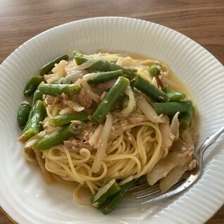 インゲンとツナの醤油パスタ